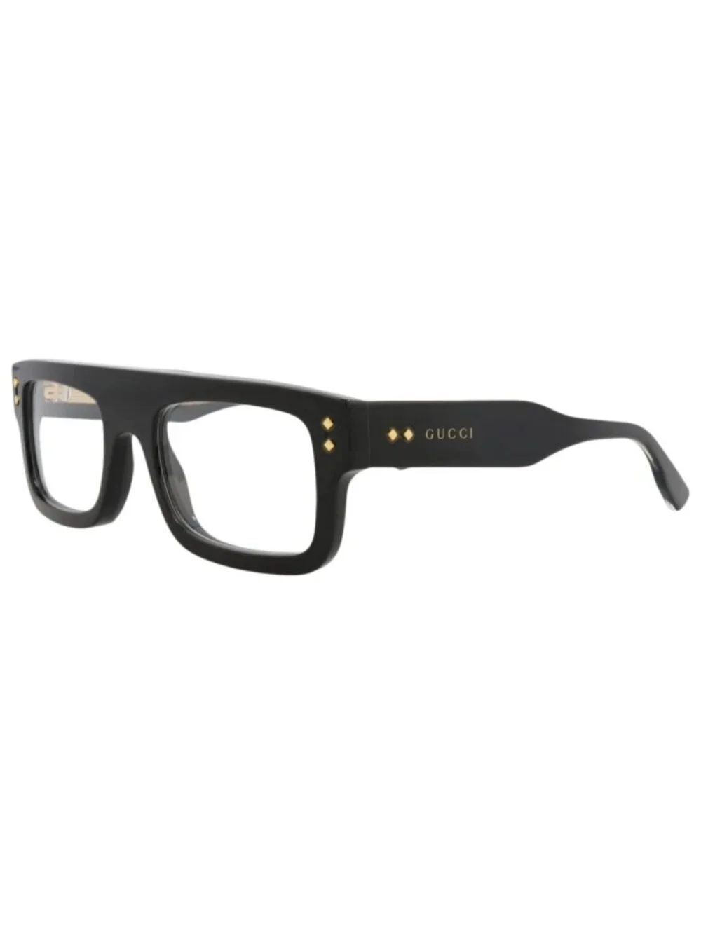 New Gucci Women's Eyeglasses Square Rectangle Acetate Frame Mens Black Black